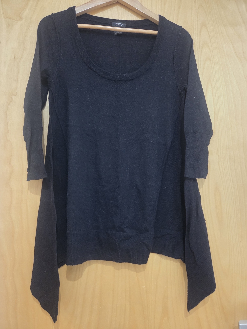 Black Scoop Neck Asymmetrical Tunic Sweater